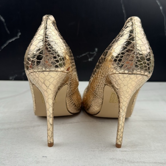 Riverberry Piper-01 Women’s Round Toe heel Gold Snake sz 7.5 - Picture 4 of 11
